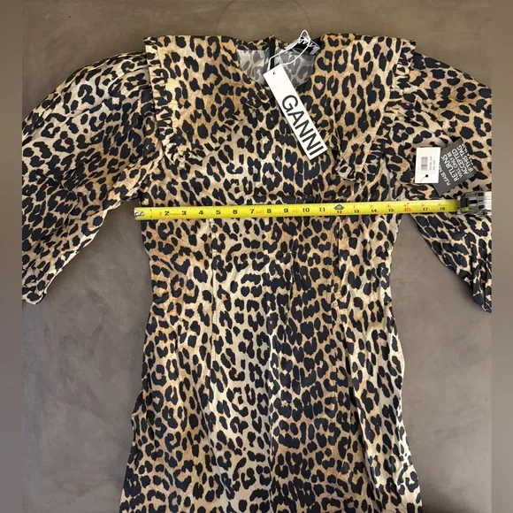Ganni Leopard Cotton Poplin Mini Dress - Picture 14 of 15